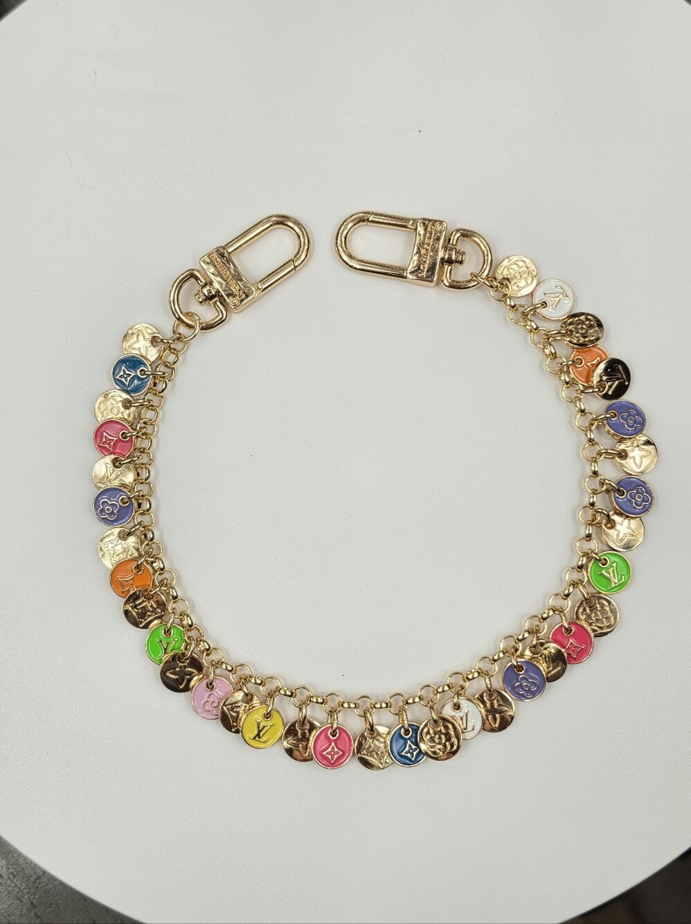 Louis Vuitton Women Gold Tone Multicolor Logo Chain Bag Charm